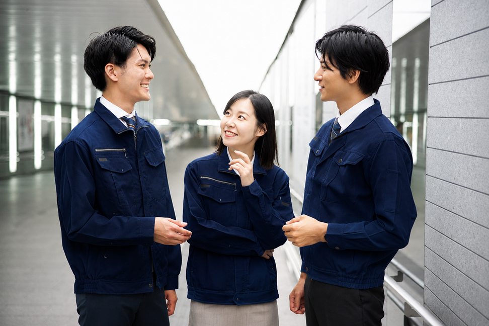 笑いあう社員たちの写真